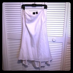 100% Linen INC Hi/Lo White Midi Skirt